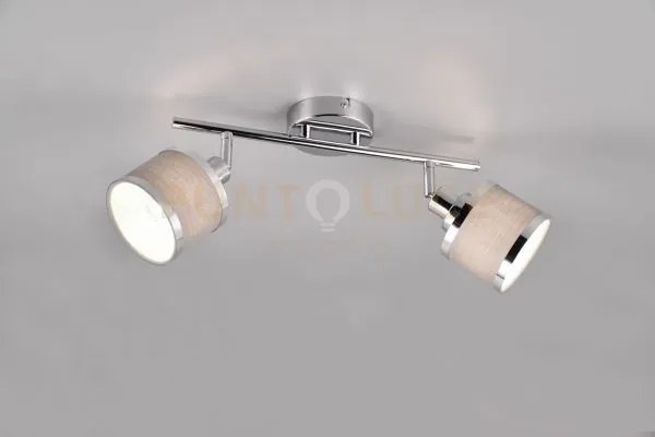 Arosa barra 2 spots metallo cromato con paralume grigio l. 53cm 2 l...