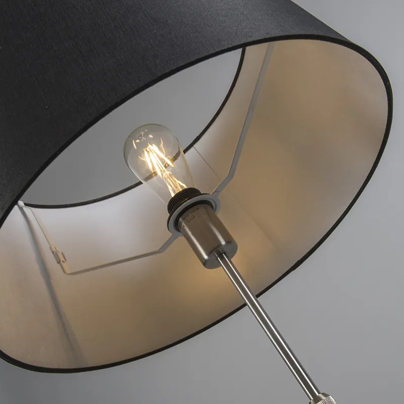 Lampada da terra in acciaio con paralume nero 45 cm regolabile - Parte