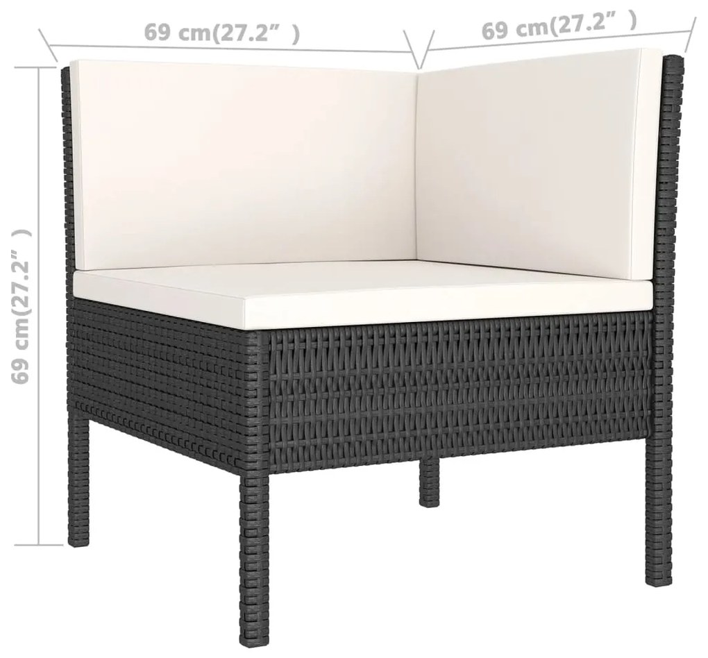 Set Divani da Giardino 5 pz con Cuscini in Polyrattan Nero