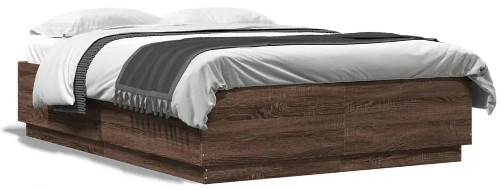 Giroletto Luci Led Rovere Marrone 160x200 Cm Legno Multistrato /