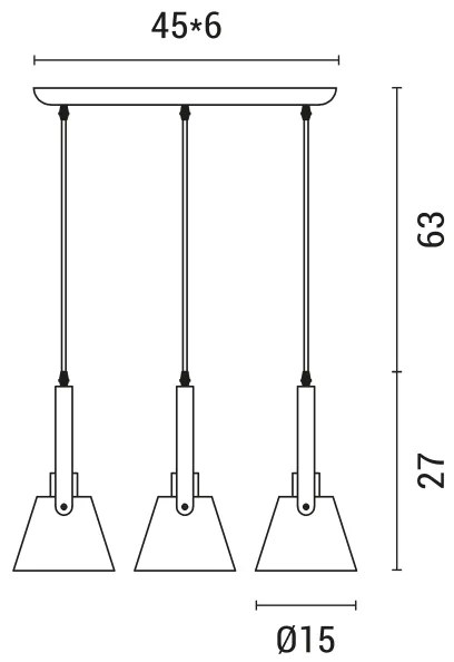 Lampadario a sospensione con filo 3xE27/40W/230V bianco