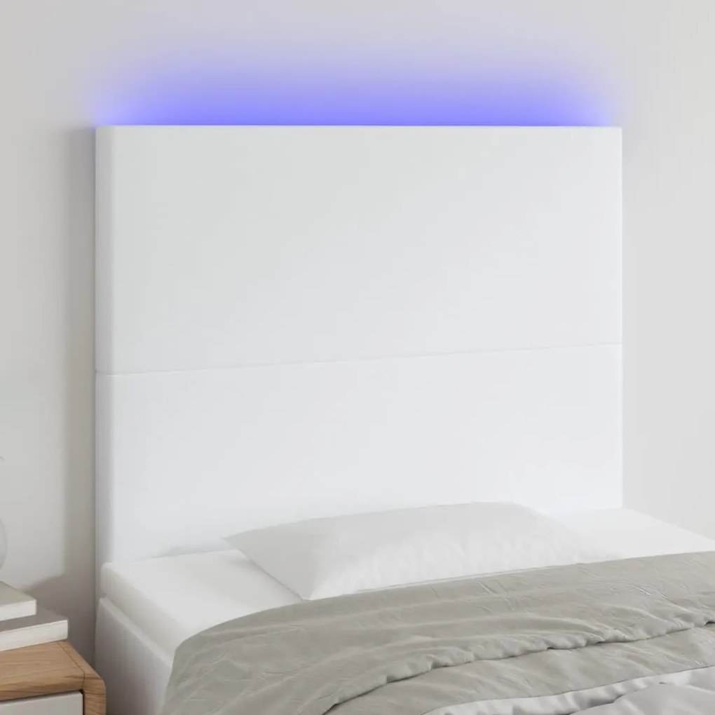 Testiera A Led Bianco 90x5x118/128 Cm İn Similpelle /