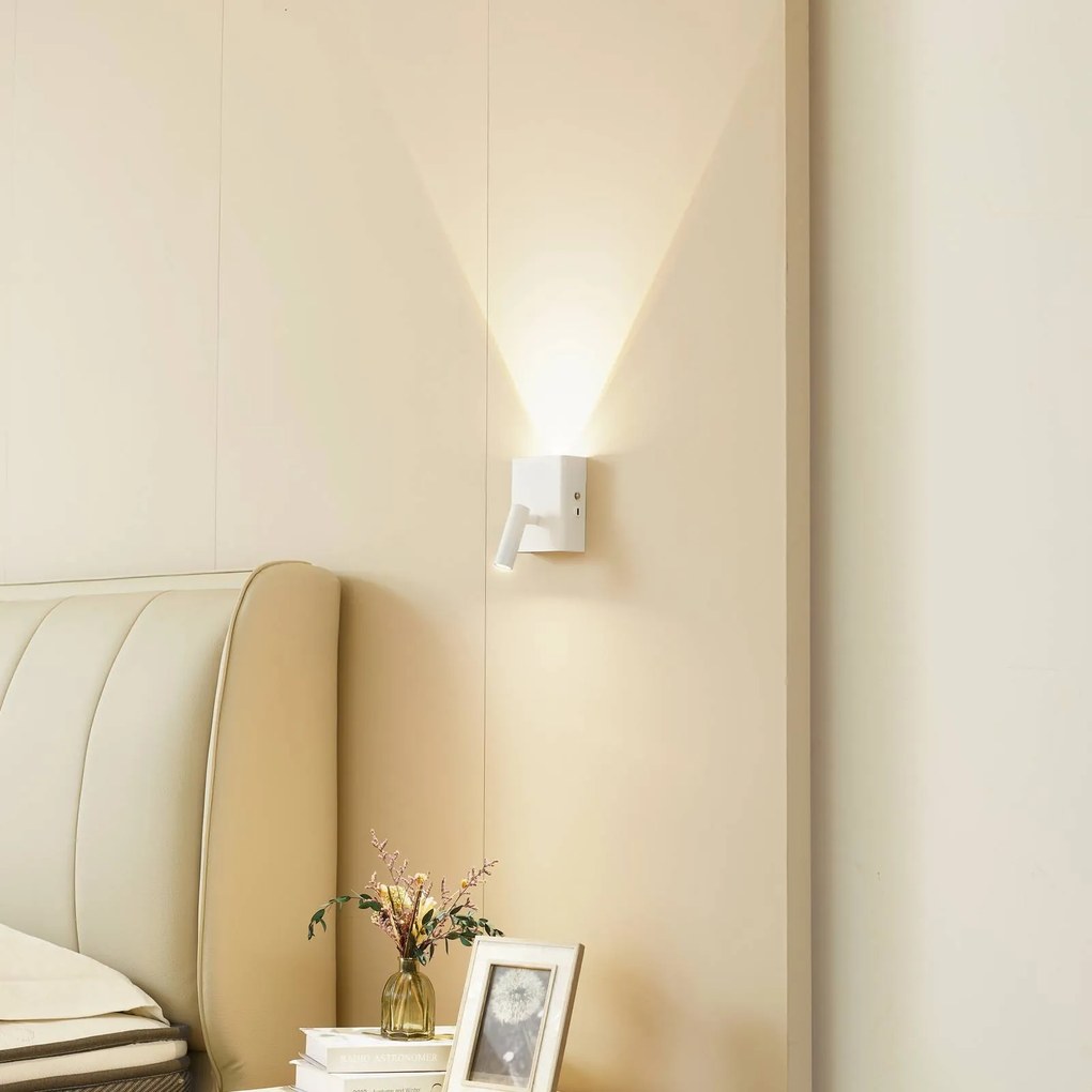 Lindby Applique a LED Agit, bianco, metallo, touch dimmer