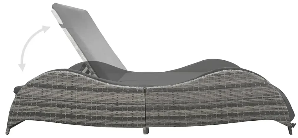 Lettino prendisole doppio con cuscino in polyrattan antracite