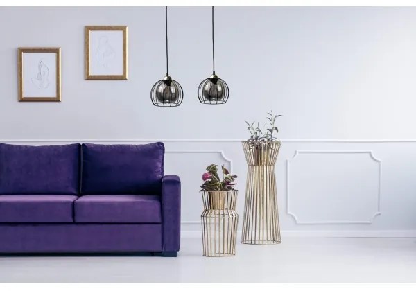 Lampadario a sospensione con filo SOLO BLACK 2xE27/60W/230V nero/oro