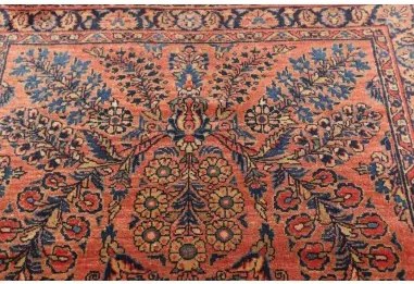 Antik Medaglione Floreale Rosso Ruggine Blu Scuro 92x200 Cm