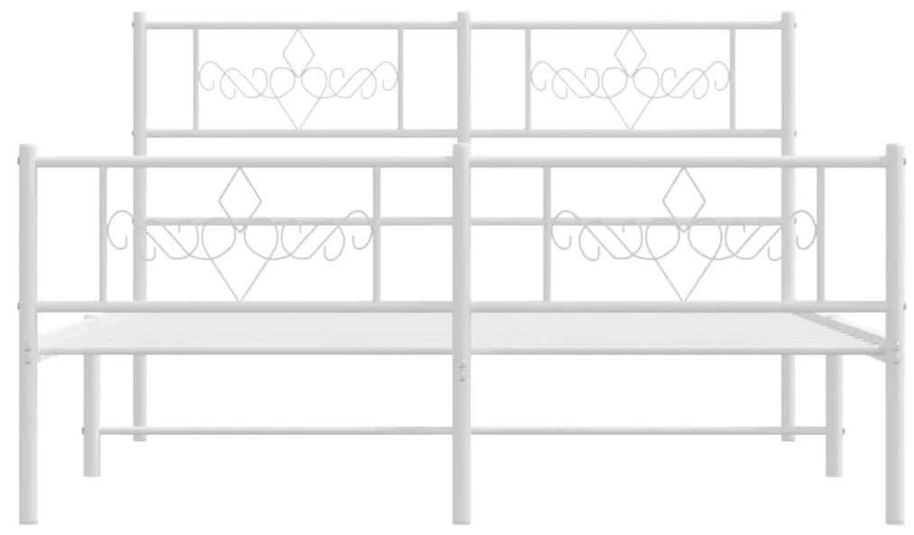 Giroletto con Testiera e Pediera Metallo Bianco 160x200 cm