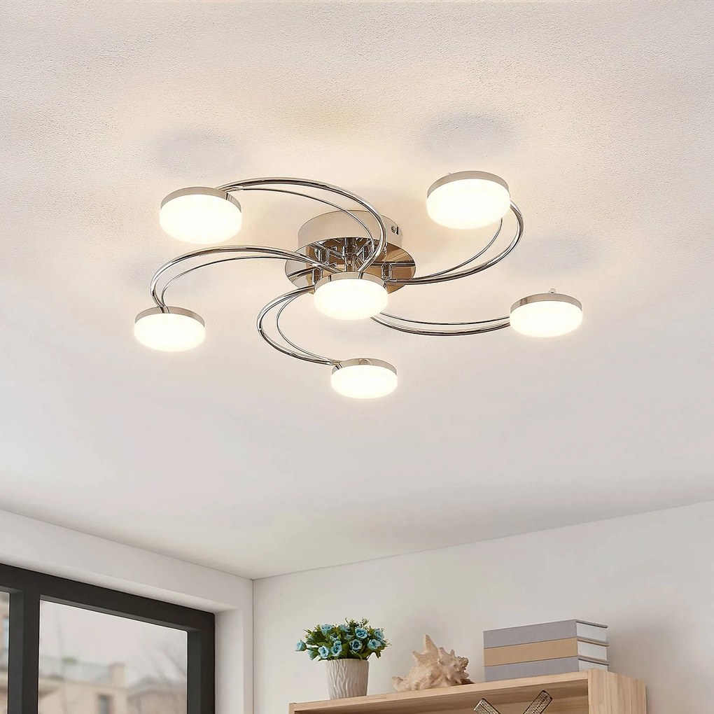 Plafoniera a LED Rouven Lindby, Cromo / Argento, Soggiorno / Sala da pranzo, Metallo, Moderno, Plafoniera LED