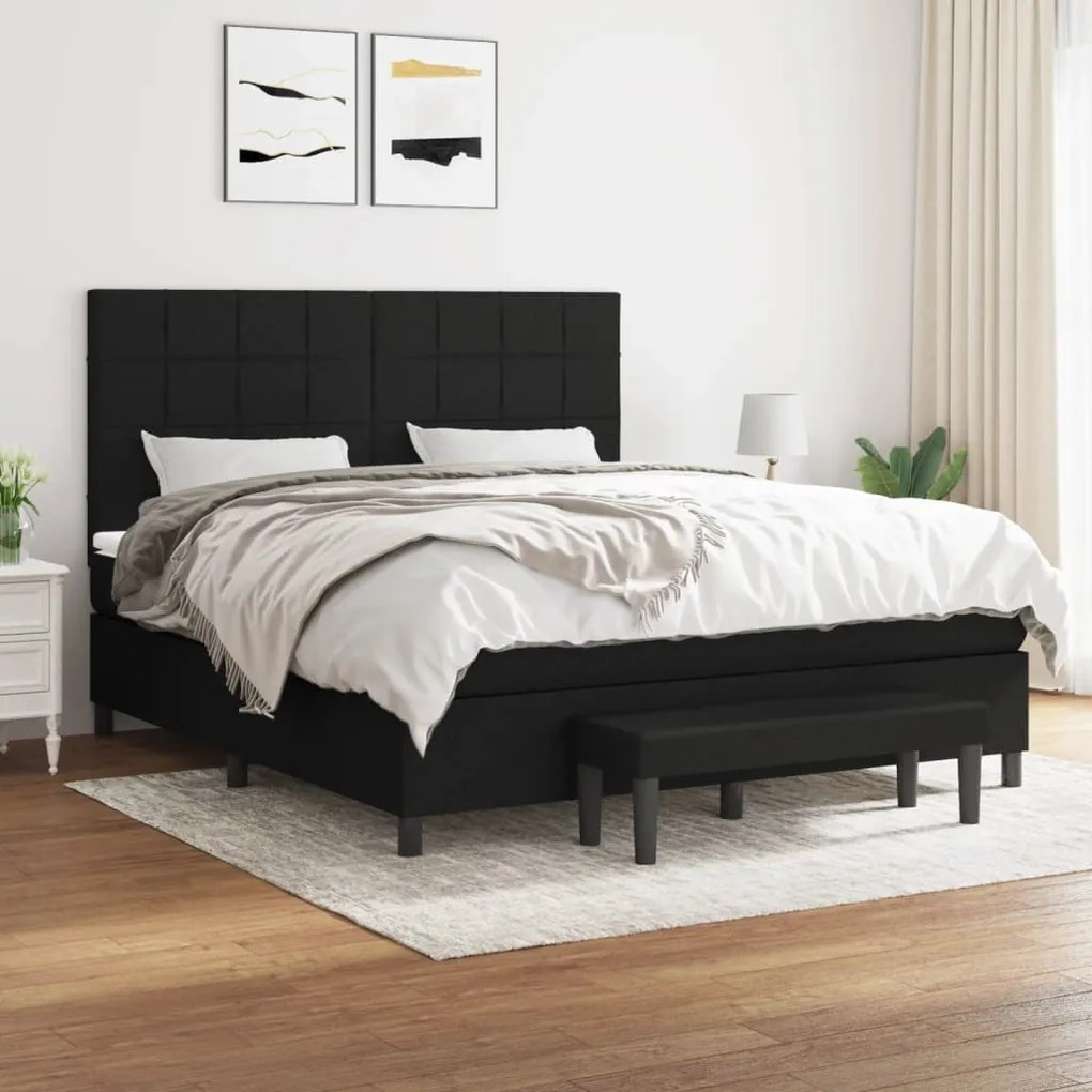 Giroletto A Molle Con Materasso Nero 160x200 Cm İn Tessuto /
