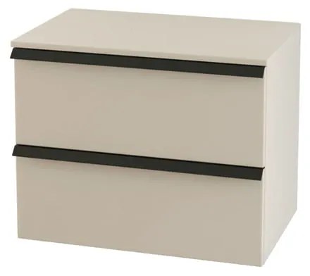 Mobile da bagno sospeso sotto lavabo Rodi L 70 x H 57 x P 46 cm beige laccato opaco, 2 cassetti BADEN HAUS