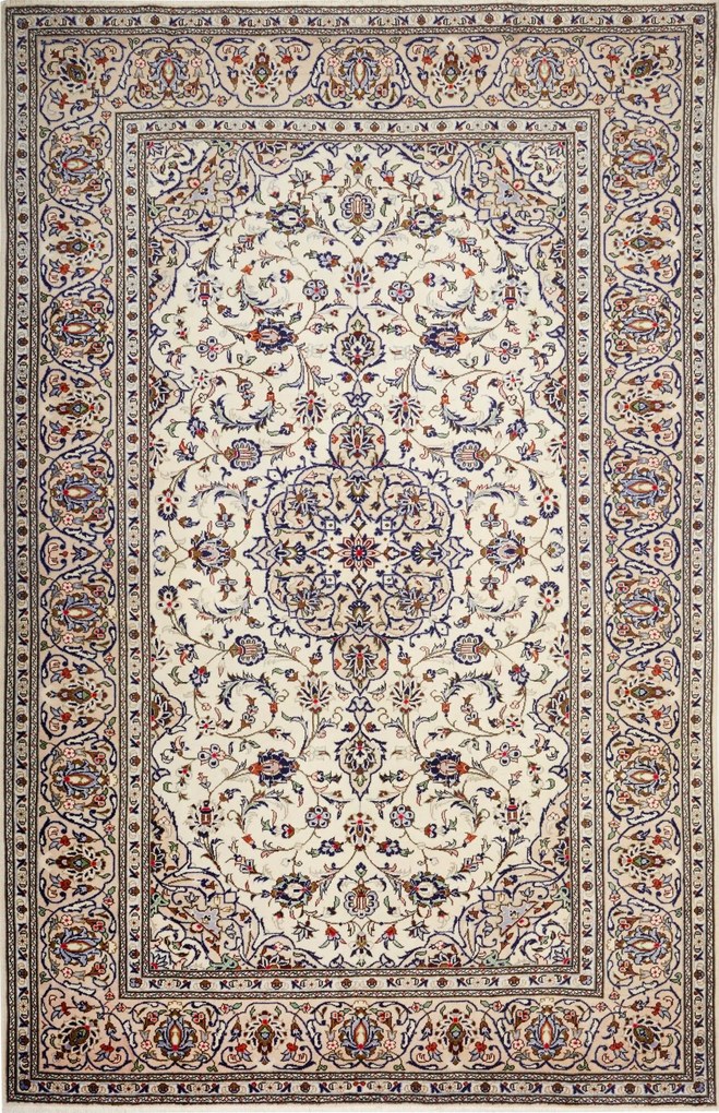 Kashan Tappeto 200 x 310 Beige (Iran) Annodato A Mano