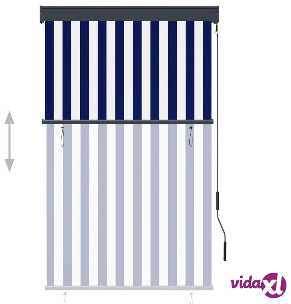 vidaXL Tenda a Rullo per Esterni 100x250 cm Blu e Bianca