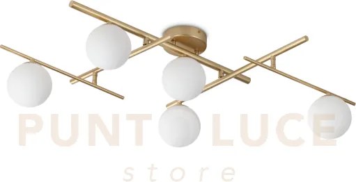 Atlas plafoniera 5 luci attacco g9 colore oro in metallo e diffusor...