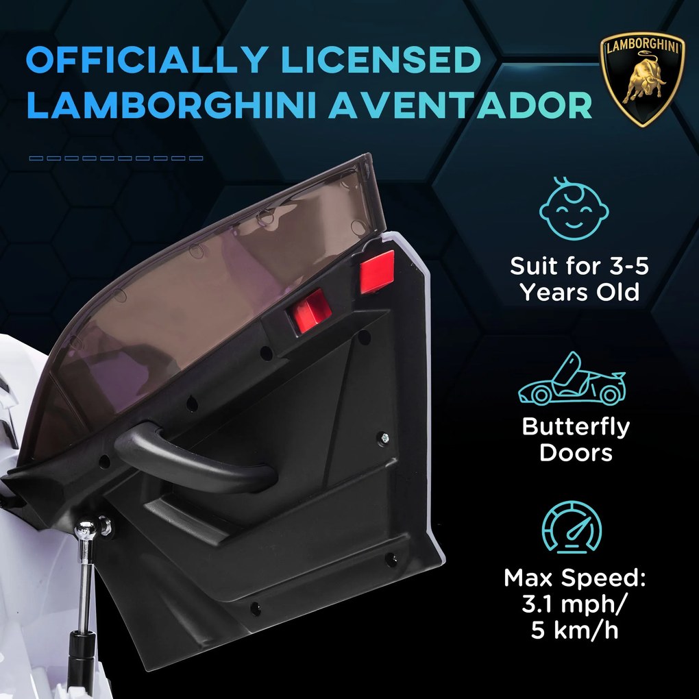 Macchina Elettrica per Bambini 12V con Licenza Lamborghini Aventador SVJ Roadster Bianco...