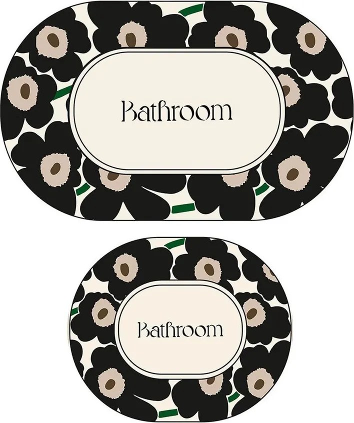 Set di tappetini per il bagno neri/beige 2 pz 60x100 cm Oweld – Foutastic