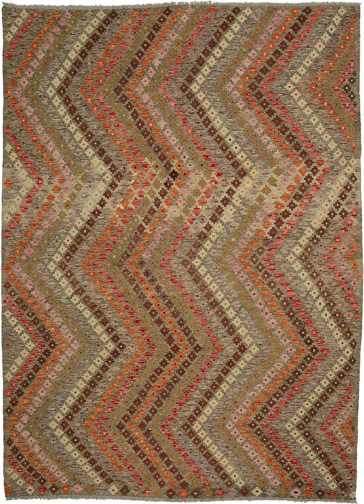 Kilim Tappeto 220 x 300 Rosso (Afghanistan) Tessuto A Mano