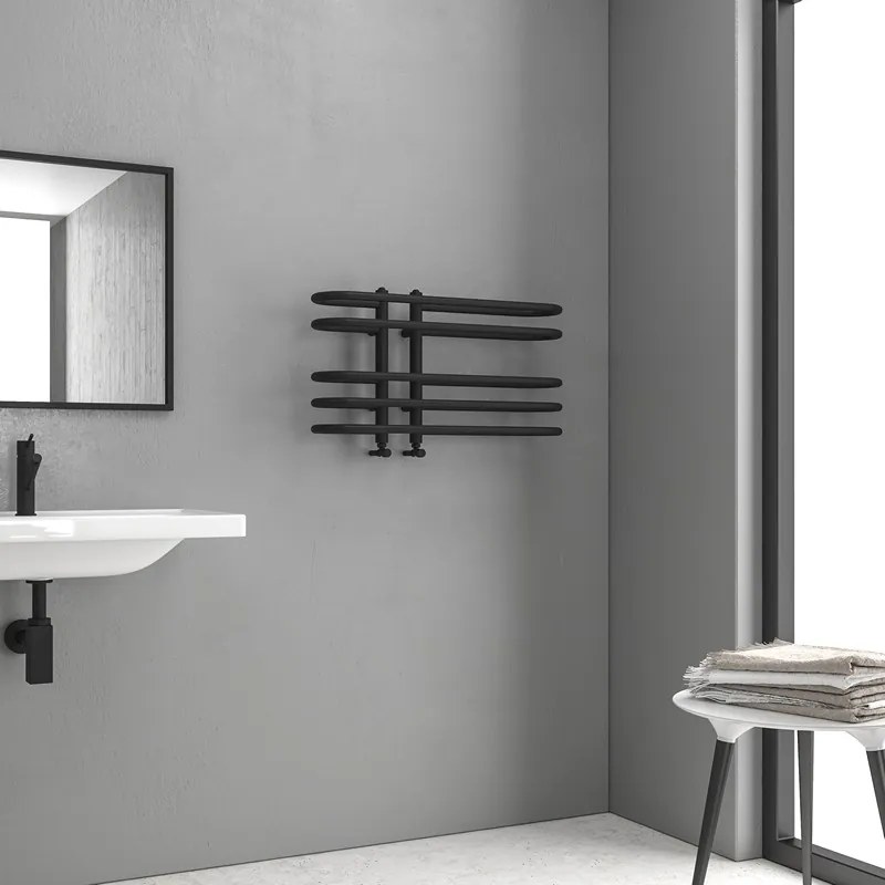 Scalda salviette termoarredo 700x400mm finitira nera opaca | KAM-379N - KAMALU