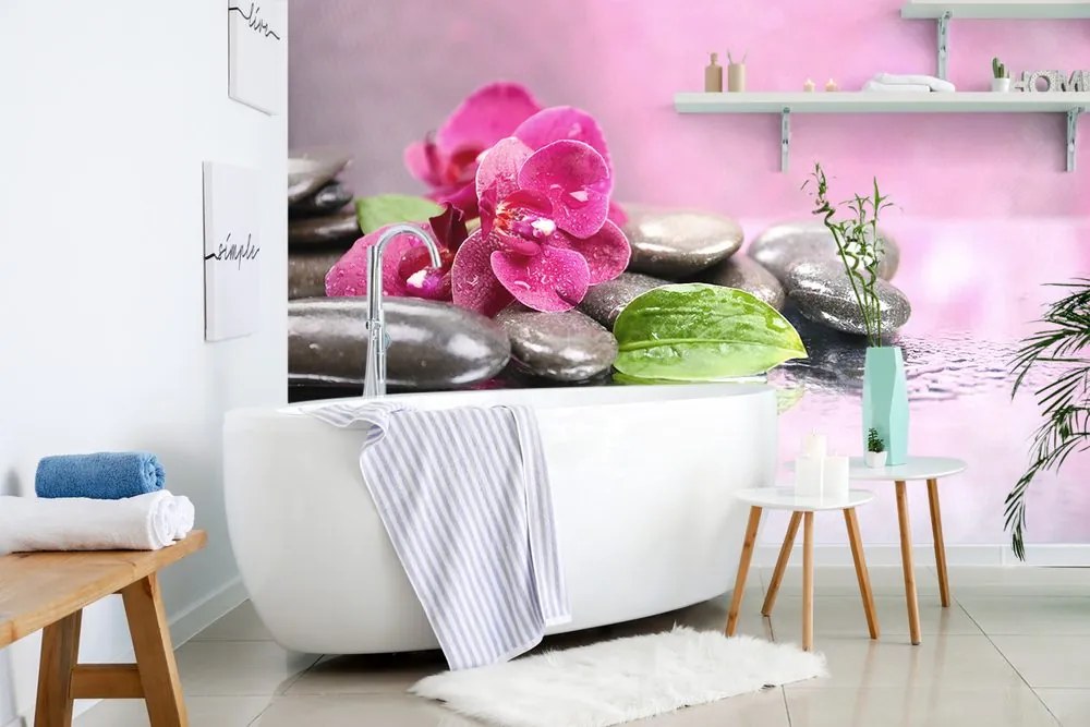 Carta da parati autoadesiva – Orchidea con tocco di relax