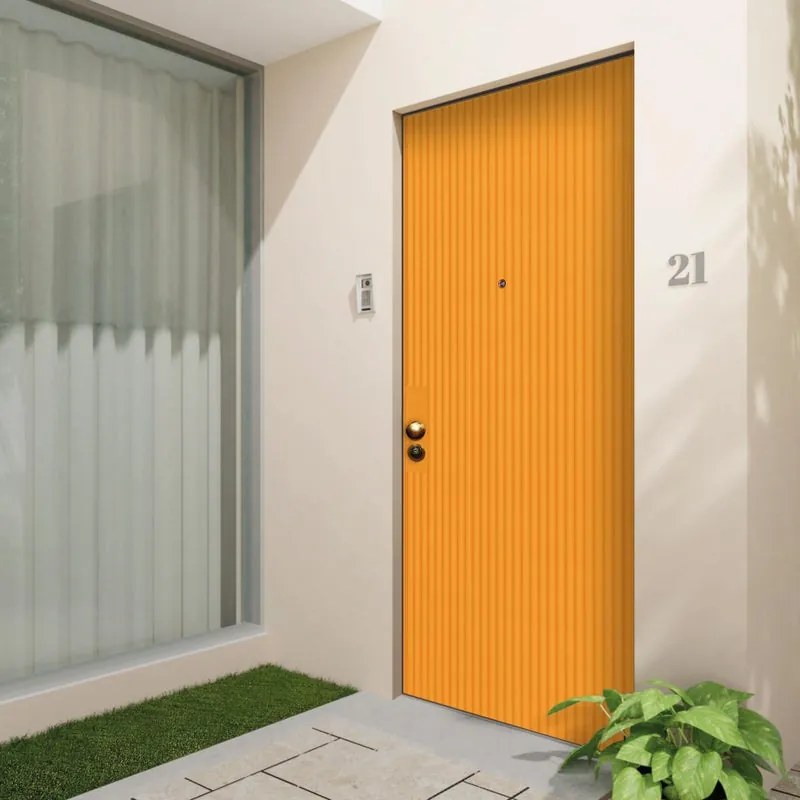 Porta blindata MASTER Crazy arancione/noce L 90 x H 210 cm apertura destra