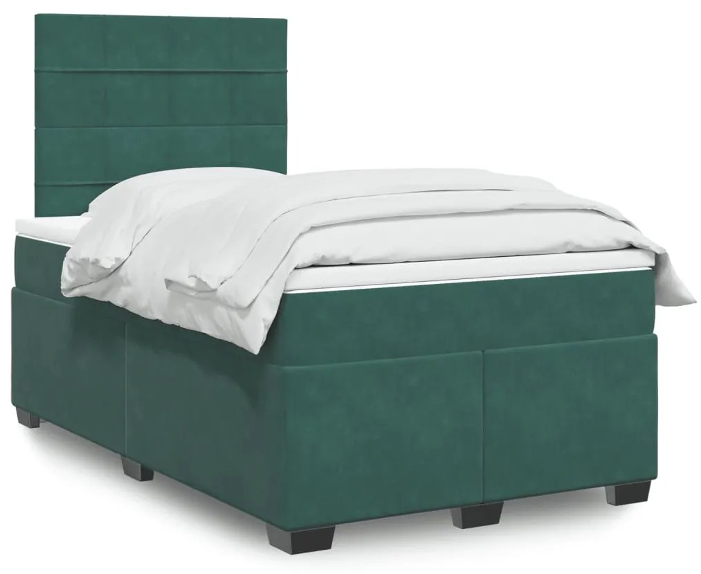 Giroletto A Molle Con Materasso Verde Scuro 120x200 Cm Velluto /