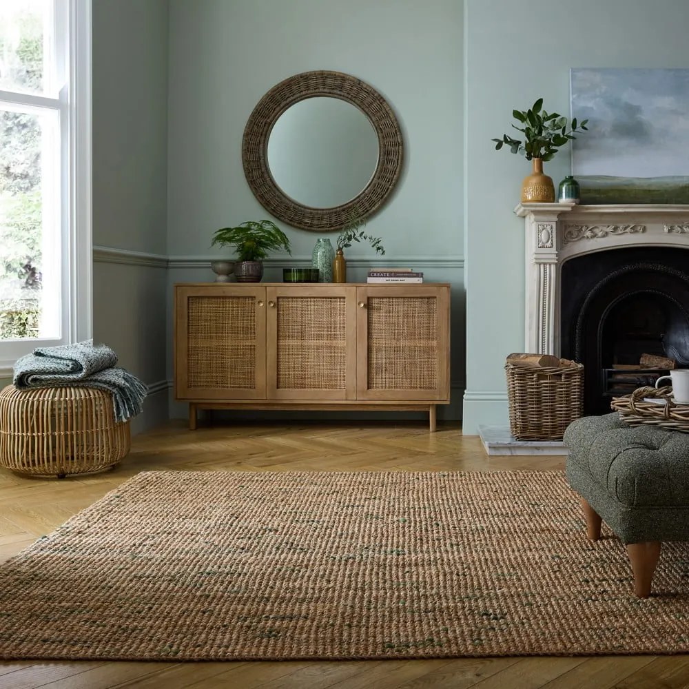 Tappeto verde/di colore naturale in iuta reversibile/tessuto a mano 120x170 cm Jute Boucle Green – Flair Rugs