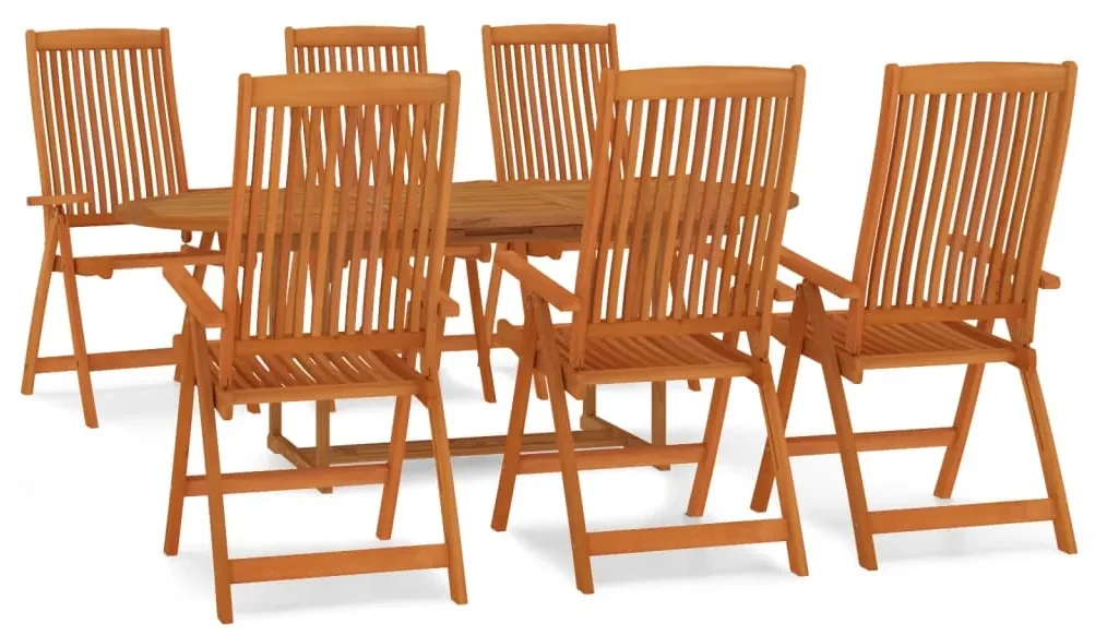 Set da pranzo per giardino 7 pz in legno massello di eucalipto