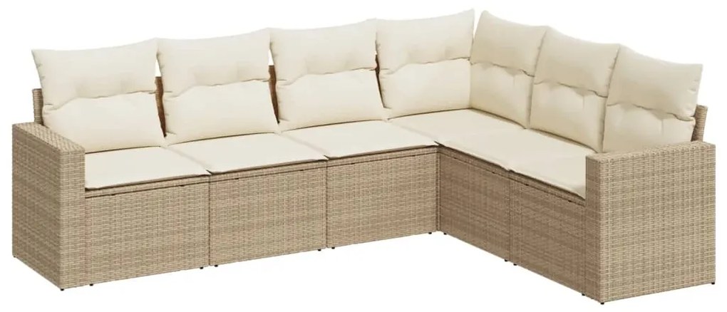 Set divano da giardino 6 pz con cuscini beige in polyrattan