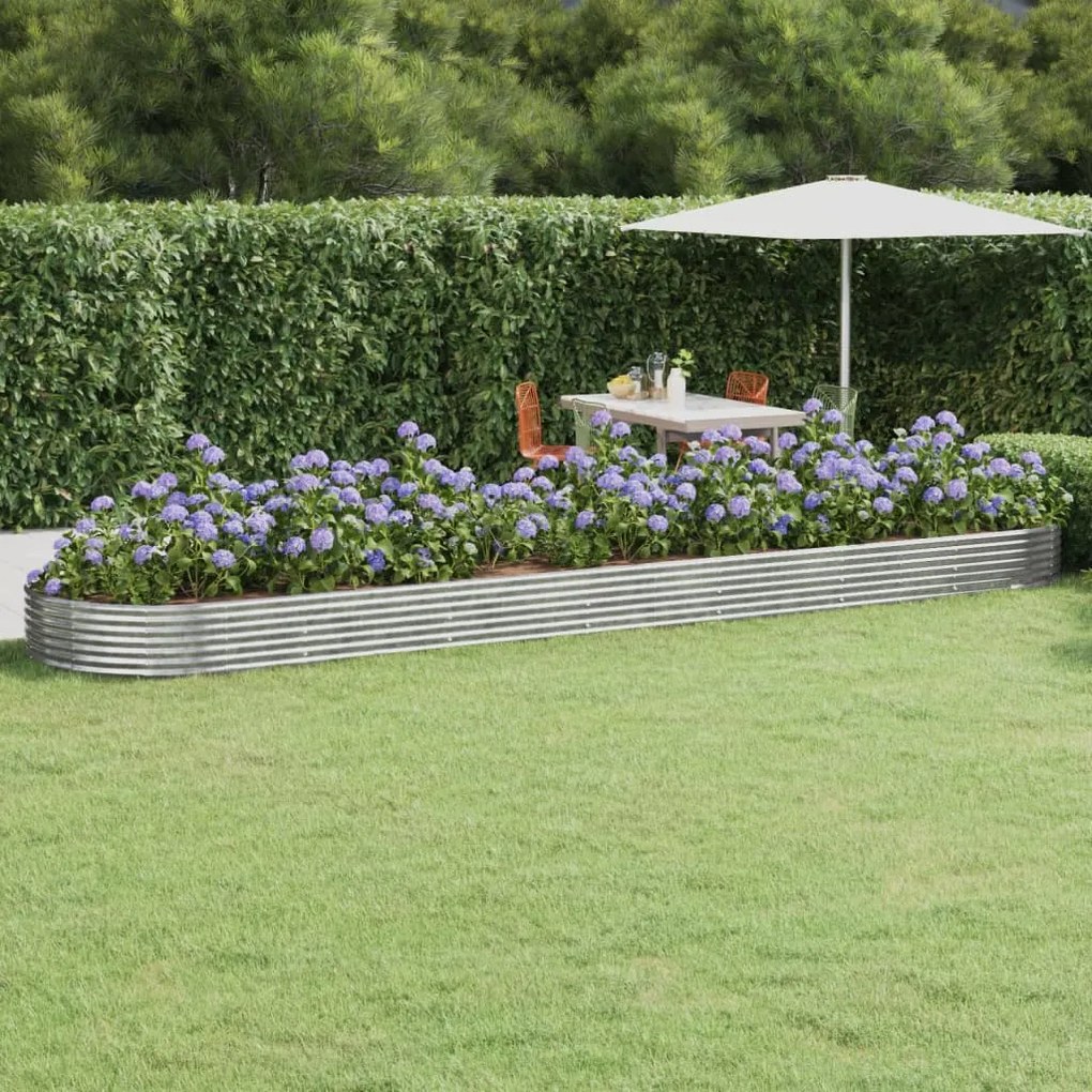 Letto Giardino Acciaio Verniciato Polvere 600x140x36 Cm Argento /