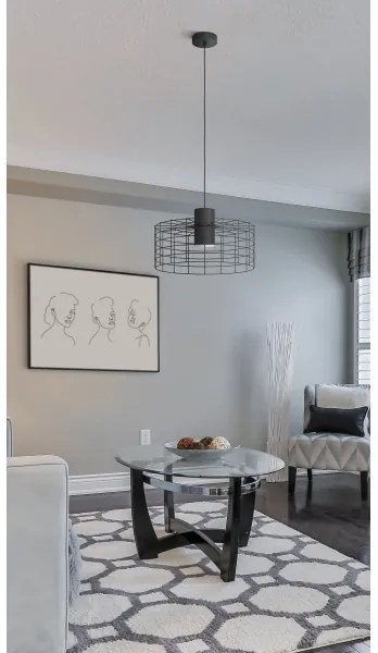 Eglo 43628 - Lampadario su corda MILLIGAN 1xE27/40W/230V d. 48 cm nero