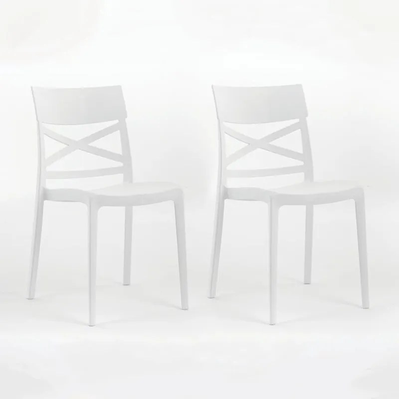 Sedia da giardino London Cross NEW GARDEN bianco, set da 2 pezzi