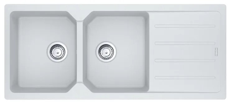 Lavello sopratop 2 vasche con gocciolatoio laterale destro o sinistro FRANKE City fragranite L 50 x L 116 cm bianco