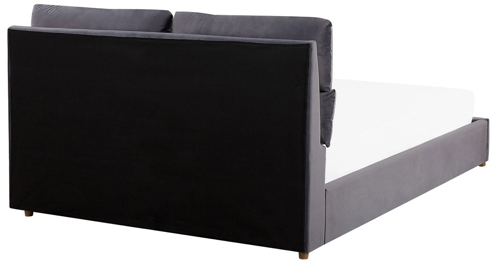 Letto matrimoniale con contenitore velluto grigio 140 x 200 cm BATILLY Beliani
