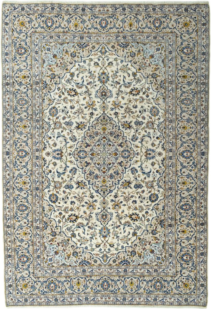 Kashan Tappeto 250x360 Beige (Iran) Annodato A Mano
