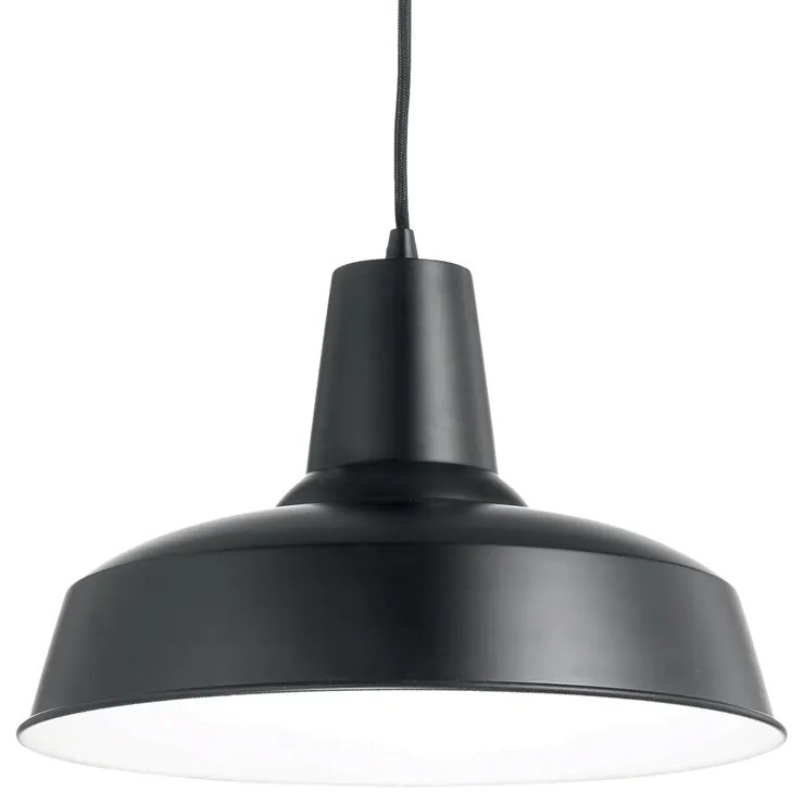 Sospensione Industrial-Minimal Moby Metallo Nero 1 Luce E27