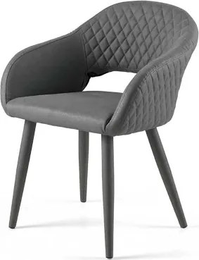 Sedia pranzo ecopelle Grigio - imbottita LIVING 2 sedie