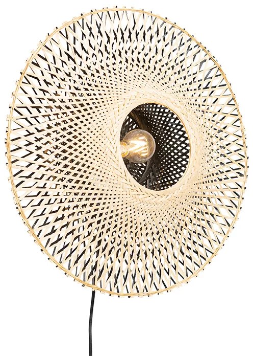 Lampada da parete orientale in rattan 50 cm con spina - Rina