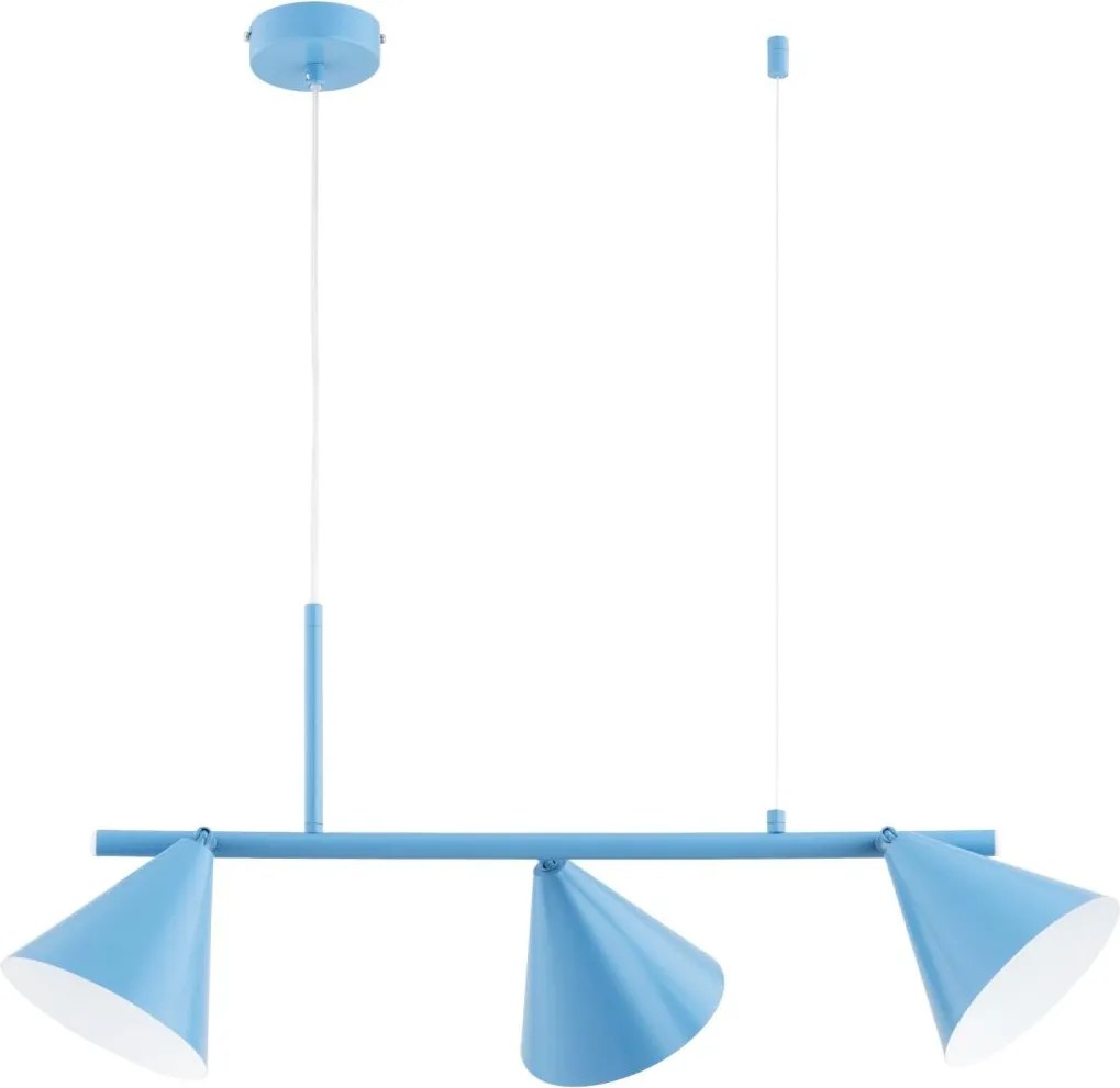 Lampada a sospensione con cavo ZELTA 3xE27/15W/230V blu