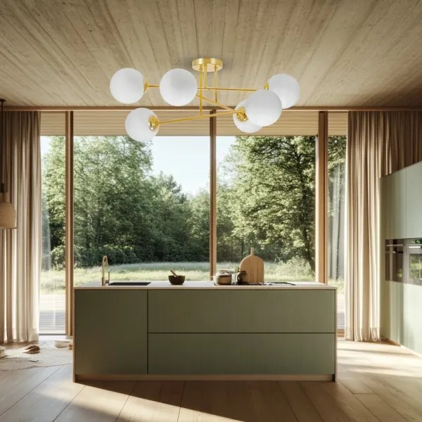 Lampadario a sospensione con supporto rigido 6xE27/35W/230V diametro 80 cm oro