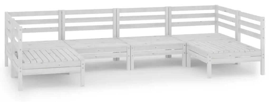 Set Salotto da Giardino 6 pz in Legno Massello di Pino Bianco