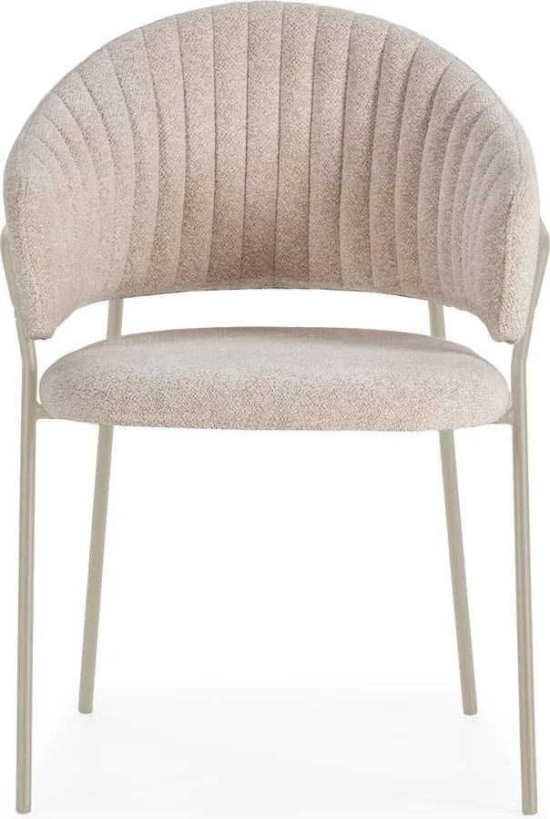 Set di sedie da pranzo beige in imbottito con braccioli 2 pz Leticia – Marckeric