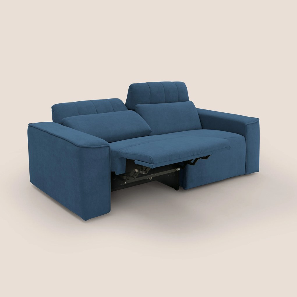 Clark Divano modulare con opzione relax elettrico in tessuto smacchiabile impermeabile T17 blu