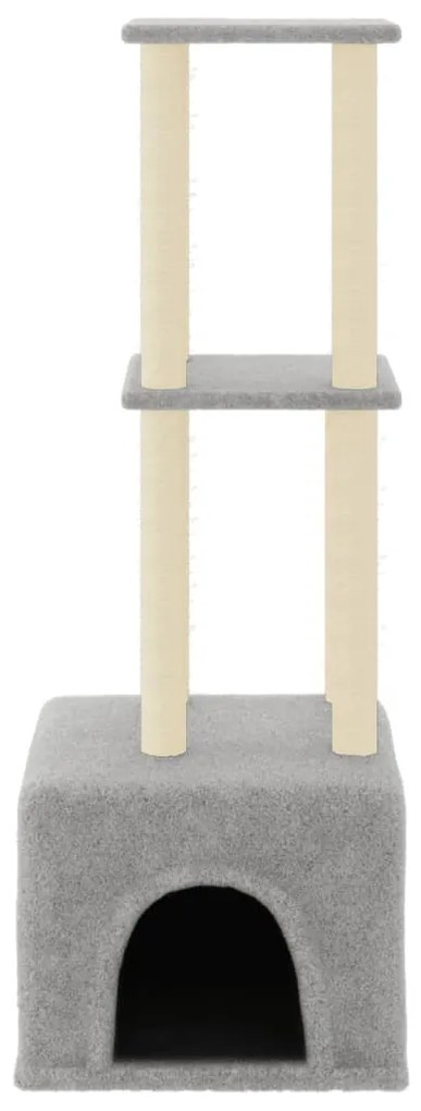 Albero per gatti con tiragraffi in sisal grigio chiaro 133,5 cm