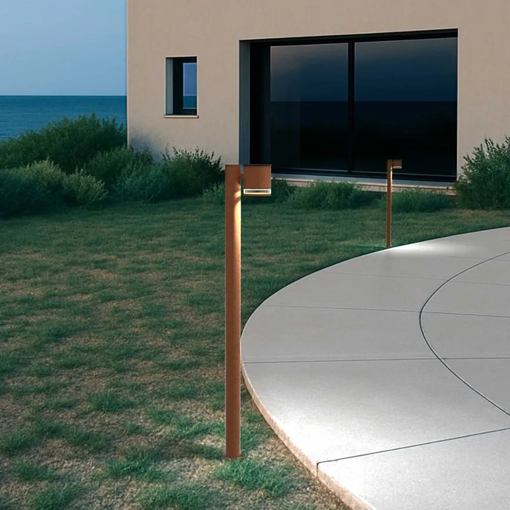 Paletto da Giardino Solare Corten da 100cm, IP54 in Alluminio Colore Bianco Naturale 4.000K