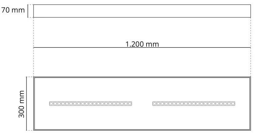 Plafoniera LED 120x30 28W, 36W, 42W CCT, CRI92 con driver Philips Colore Bianco Variabile CCT, Potenza 28W