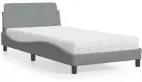 Letto con Materasso Grigio Chiaro 100x200 cm in Tessuto 3208344