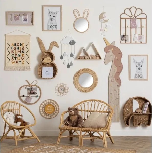 Atmosphera - Specchio da parete per bambini RABBIT 37x24 cm in bambù