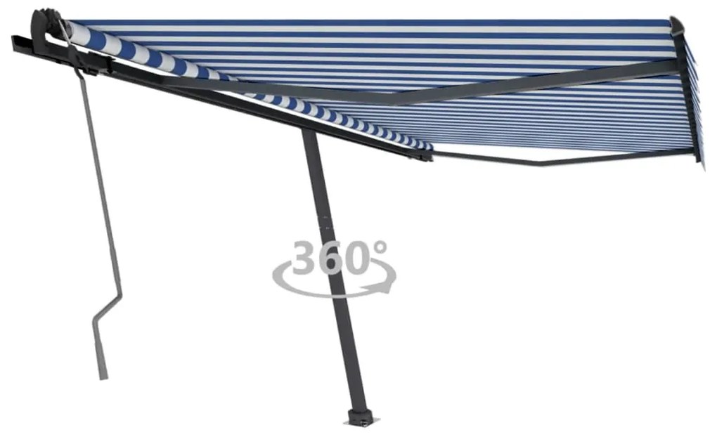 Tenda Retrattile Manuale Con Palo 400x350 Cm Blu/bianco /