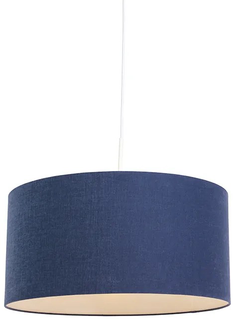 Lampada a sospensione moderna bianca con paralume blu antico 50 cm - Combi 1