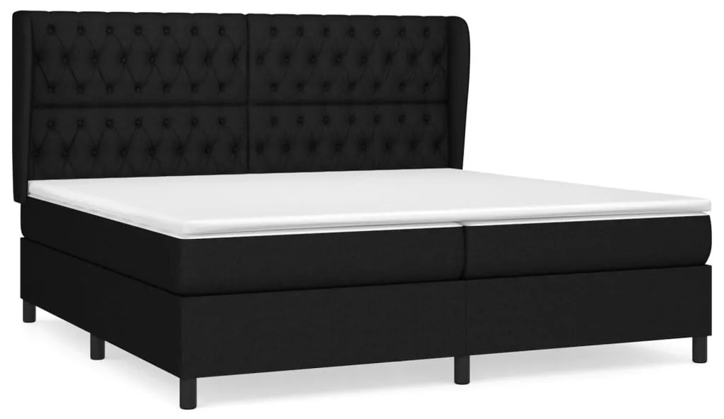 Giroletto a molle con materasso nero 200x200 cm in tessuto
