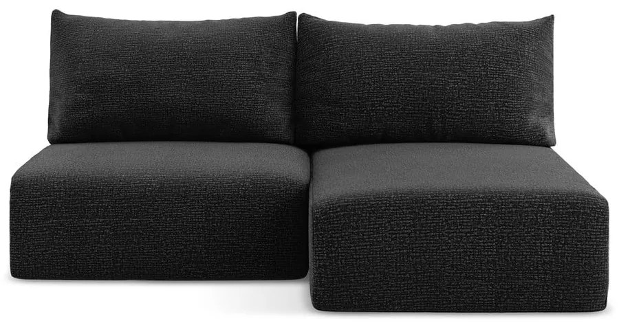 Divano angolare nero allungabile/con contenitore (con penisola a destra) Kalena – Makamii
